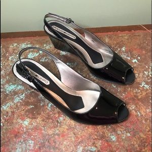 Bandolino Womans Black Dress Shoes Open Toed 9 1/2